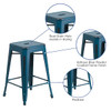 24" High Backless Blue Metal Counter Height Stool  ET-BT3503-24-AB-GG