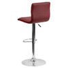 Flash Furniture Burgundy Vinyl Barstool,Adj Height CH-92023-1-BURG-GG Flash Furniture Burgundy Vinyl Barstool,Adj Height CH-92023-1-BURG-GG