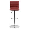 Flash Furniture Burgundy Vinyl Barstool,Adj Height CH-92023-1-BURG-GG Flash Furniture Burgundy Vinyl Barstool,Adj Height CH-92023-1-BURG-GG