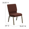 Hercules Church Chair, Brown Back, 19-1-4 in W 25" L 33-1-4" H, Fabric Seat  FD-CH02185-GV-10355-GG