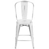 Flash Furniture Distressed White Metal Stool ET-3534-24-WH-GG