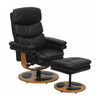 Black LeatherSoft Recliner & Ottoman w/ Wood Base