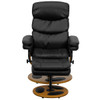 Black LeatherSoft Recliner & Ottoman w- Wood Base  BT-7828-PILLOW-GG