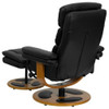 Black LeatherSoft Recliner & Ottoman w- Wood Base  BT-7828-PILLOW-GG