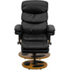 Black LeatherSoft Recliner & Ottoman w- Wood Base  BT-7828-PILLOW-GG