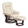 Flash Furniture Beige LeatherSoft Recliner & Ottoman w/ Wood Base BT-7818-BGE-GG