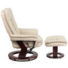 Flash Furniture Beige LeatherSoft Recliner & Ottoman w- Wood Base BT-7818-BGE-GG