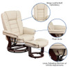 Flash Furniture Beige LeatherSoft Recliner & Ottoman w- Wood Base BT-7818-BGE-GG