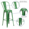 Flash Furniture Green Metal Outdoor Stool,30" CH-31320-30GB-GN-GG Flash Furniture Green Metal Outdoor Stool,30" CH-31320-30GB-GN-GG