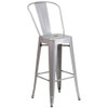 30" High Silver Metal Indoor-Outdoor Barstool  CH-31320-30GB-SIL-GG