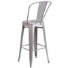 30" High Silver Metal Indoor-Outdoor Barstool  CH-31320-30GB-SIL-GG