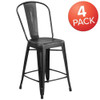 Flash Furniture Distressed Black Metal Stool,PK4 4-ET-3534-24-BK-GG