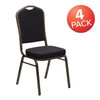 Flash Furniture Black Fabric Banquet Chair,PK4 4-FD-C01-GOLDVEIN-S0806-GG