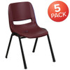 Flash Furniture Burgundy Plastic Stack Chair,PK5 5-RUT-EO1-BY-GG