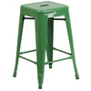 Flash Furniture Green Backless Metal Stool,24",PK4 4-CH-31320-24-GN-GG Flash Furniture Green Backless Metal Stool,24",PK4 4-CH-31320-24-GN-GG