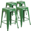 4PK 24"H Backless Green Metal Counter Height Stool  4-CH-31320-24-GN-GG