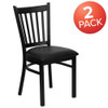 Black Vertical Back Metal Restaurant Chair,Black Vinyl Seat,PK2  2-XU-DG-6Q2B-VRT-BLKV-GG