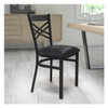 Black ''X'' Back Metal Restaurant Chair,Black Vinyl Seat,PK2