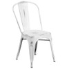 Distressed White Metal Indoor-Outdoor Stackable Chair,PK4  4-ET-3534-WH-GG