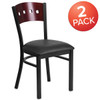 Flash Furniture Bk/Mah 4 Sqr Chair-Black Seat,PK2 2-XU-DG-6Y1B-MAH-BLKV-GG