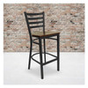 Flash Furniture Black Ladder Stool-Mah Seat,PK2 2-XU-DG697BLAD-BAR-MAHW-GG