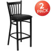 Flash Furniture Black Vert Stool-Black Seat,PK2 2-XU-DG-6R6B-VRT-BAR-BLKV-GG
