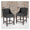 Flash Furniture Charcoal Fabric/Wood Stool,24", PK2 2-CH-182020-24-BK-F-GG