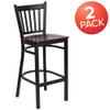 Flash Furniture Black Vert Stool-Mah Seat,PK2 2-XU-DG-6R6B-VRT-BAR-MAHW-GG