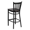 Flash Furniture Black Vert Stool-Mah Seat,PK2 2-XU-DG-6R6B-VRT-BAR-MAHW-GG