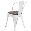 White Metal Stackable Chair with Wood Seat,PK4  4-CH-31230-WH-WD-GG