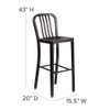 2PK 30"H Black-Gold Metal Barstool with Slat Back  2-CH-61200-30-BQ-GG