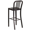 2PK 30"H Black-Gold Metal Barstool with Slat Back  2-CH-61200-30-BQ-GG