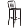 2PK 30"H Black-Gold Metal Barstool with Slat Back  2-CH-61200-30-BQ-GG