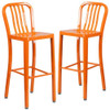 2PK 30" High Orange Metal Barstool with Slat Back  2-CH-61200-30-OR-GG