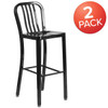 Flash Furniture Black Metal Outdoor Stool,30",PK2 2-CH-61200-30-BK-GG Flash Furniture Black Metal Outdoor Stool,30",PK2 2-CH-61200-30-BK-GG