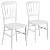 HERCULES Series White Resin Stacking Napoleon Chair,PK2  2-LE-L-MON-WH-GG