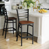 Flash Furniture Restaurant Stool,Ladder Back,Chy Seat XU-DG697BLAD-BAR-CHYW-GG