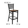 Flash Furniture Restaurant Stool,Ladder Back,Chy Seat XU-DG697BLAD-BAR-CHYW-GG