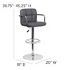 Flash Furniture Gray Quilted Vinyl Barstool,PK2 2-CH-102029-GY-GG