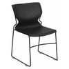 Flash Furniture Stack Chair, Plastic, Black, 31.75" H RUT-438-BK-GG