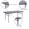 Flash Furniture Rectangle Folding Table, Plastic Top, Grey DAD-LF-183Z-DG-GG