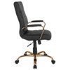 Flash Furniture Black Leather Gold Frame High Back Chair GO-2286H-BK-GLD-GG