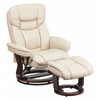 Beige LeatherSoft Swivel Recliner & Curved Ottoman