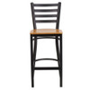 Restaurant Stool, Ladder Back, Nat Seat, Seat Height Range: 29"  XU-DG697BLAD-BAR-NATW-GG