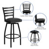 32" Black Ladder Back Swivel Metal Barstool  XU-6F8B-LADSWVL-BLKV-GG