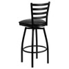 32" Black Ladder Back Swivel Metal Barstool  XU-6F8B-LADSWVL-BLKV-GG