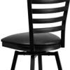 32" Black Ladder Back Swivel Metal Barstool  XU-6F8B-LADSWVL-BLKV-GG