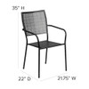 Flash Furniture Black Steel Patio Arm Chair with Square Back CO-2-BK-GG