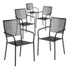 Flash Furniture Black Steel Patio Arm Chair with Square Back, PK5 5-CO-2-BK-GG