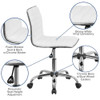 Flash Furniture Contemporary Chair, 18" to 23", White DS-512B-WH-GG